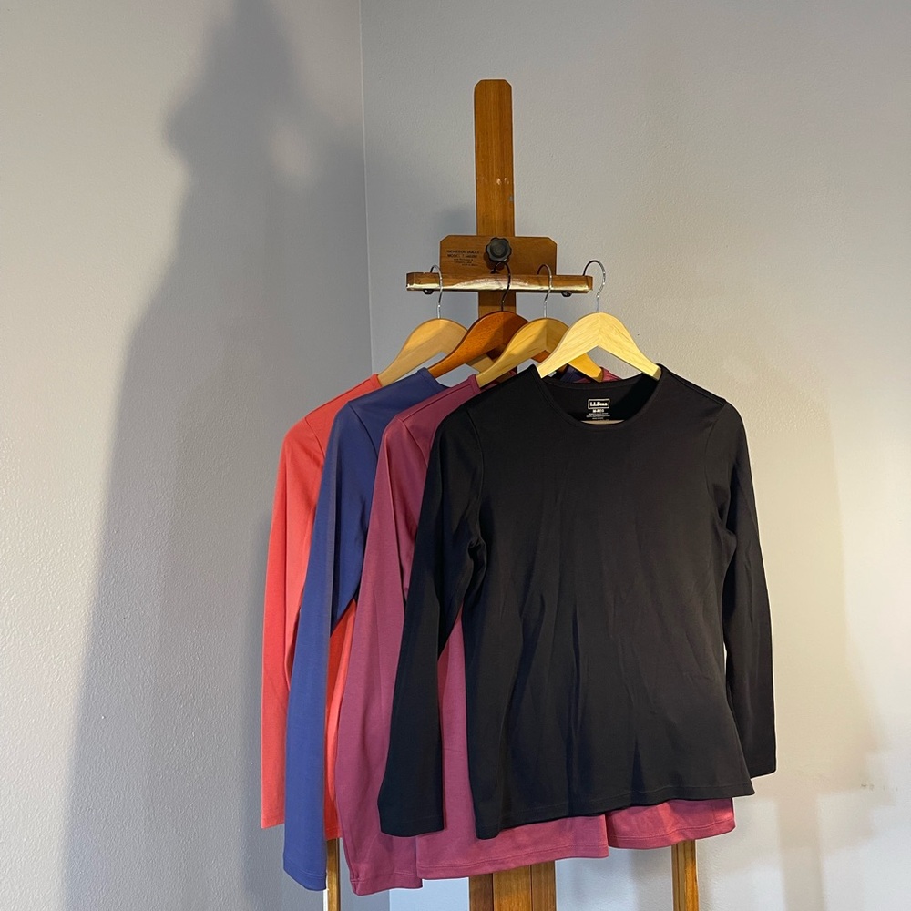 ( Qty FOUR) L.L. Bean 100% Supima cotton Classic Long Sleeve Women's Tops